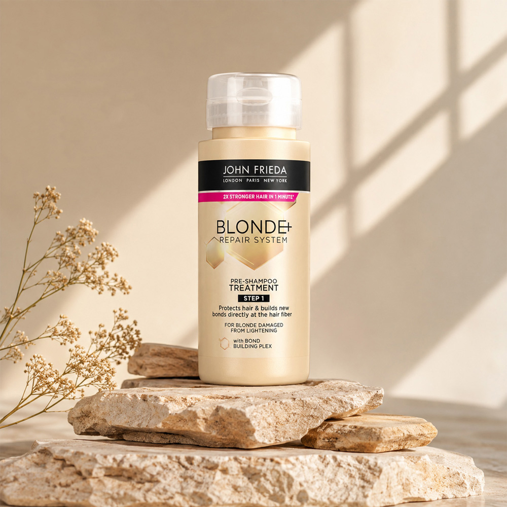 John Frieda Blonde+ Repair System Pre-Shampoo Treatment Bond Building Mask 100 ml 3 Pack Image 2