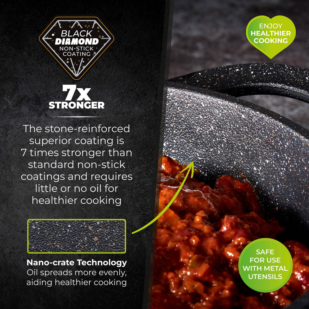Tower Precision 28cm Black Cast Aluminium Non-Stick Casserole Dish with Lid Image 4