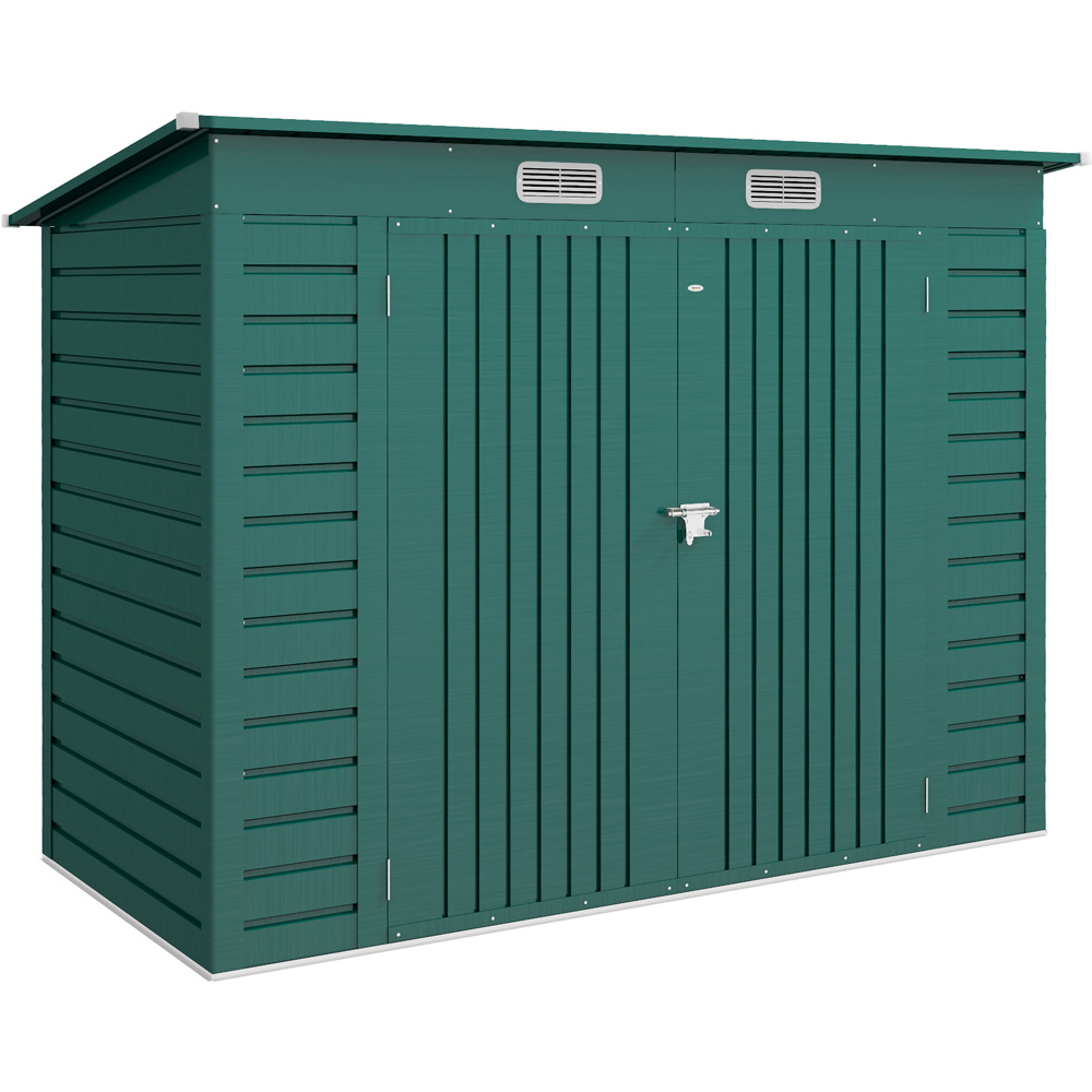 Outsunny 8 x 4ft Green Double Door Garden Storage Shed Image 1