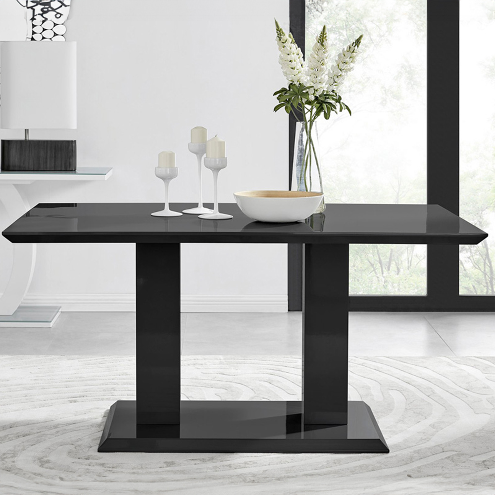 Furniturebox Molini Solara 6 Seater Dining Set Black Gloss and White Image 7