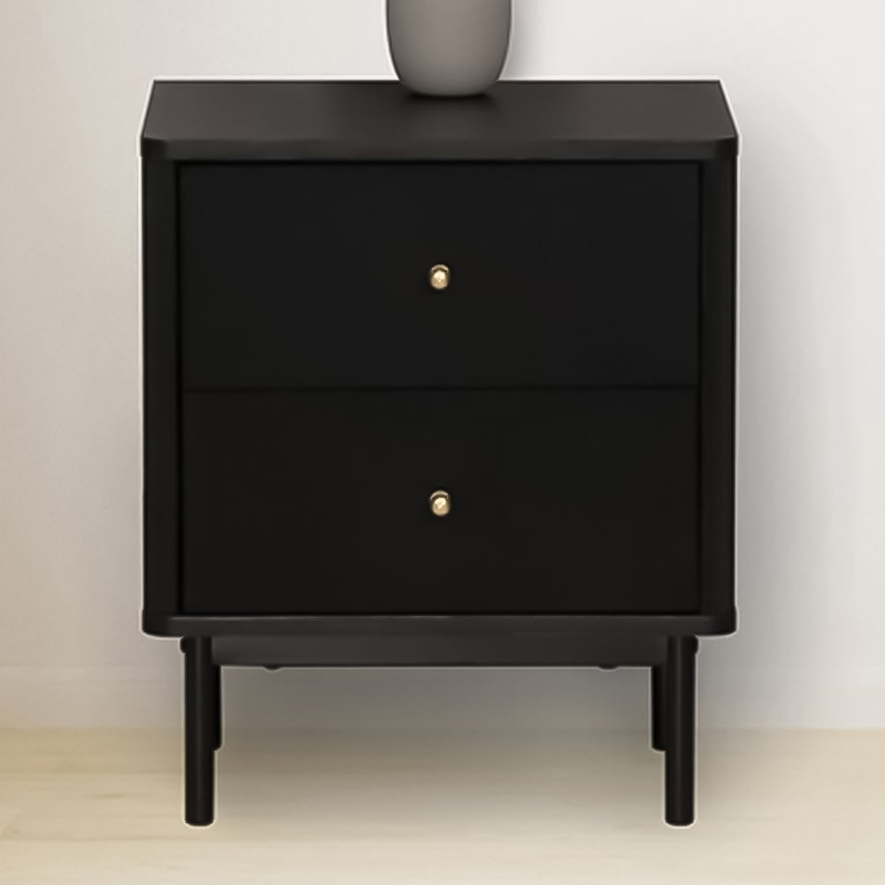 Emilia 2 Drawer Black Bedside Table Image 1