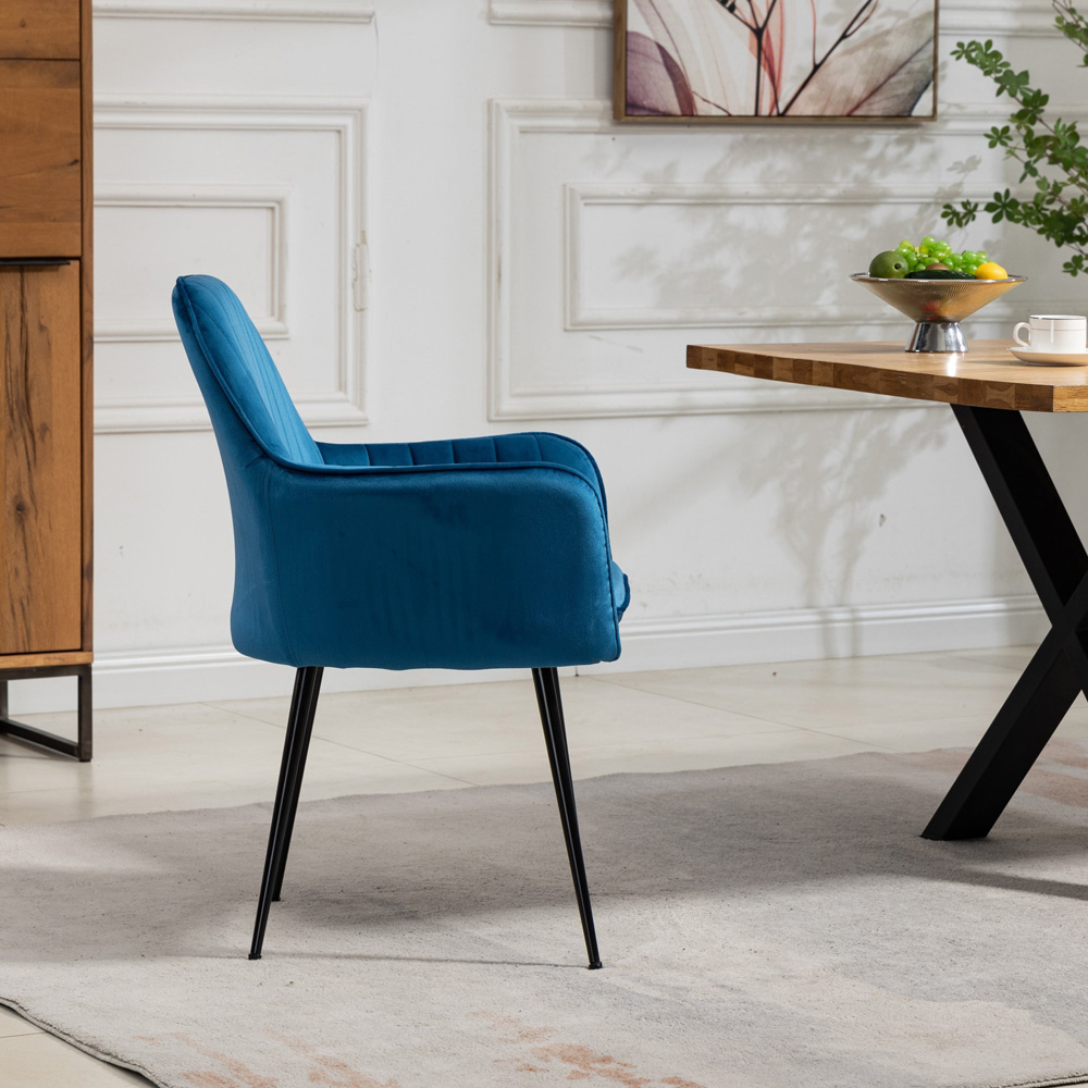 Artemis Home Carrara Set of 2 Blue Velvet Dining Chair Image 4