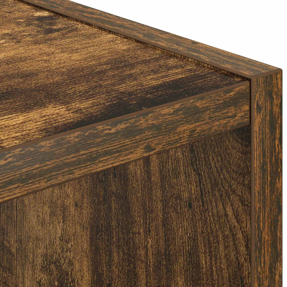 vidaXL Single Drawer Single Shelf Smoked Oak Wooden Bedside Table Image 9