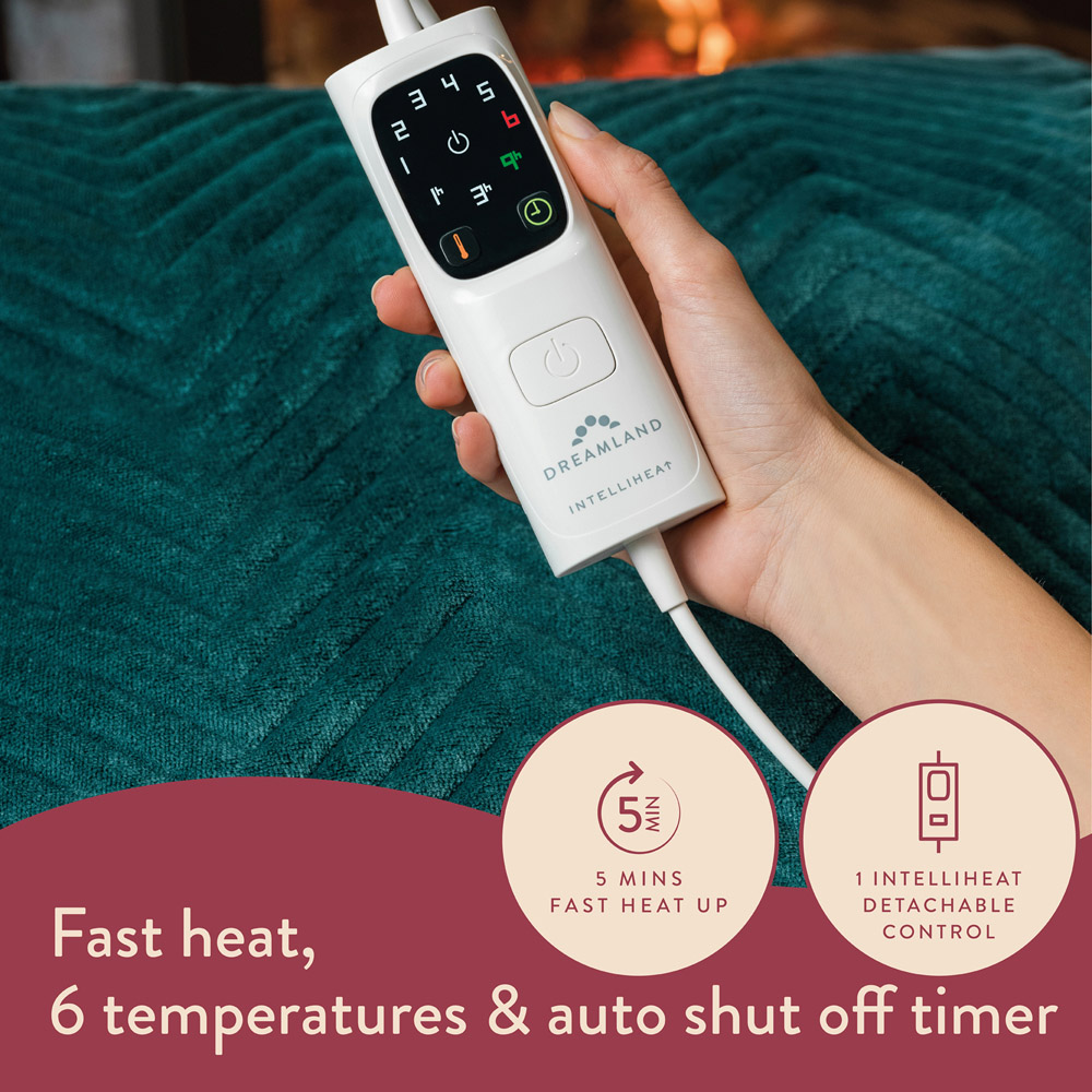 Dreamland Hurry Home Green Velvet Herringbone Quilted Heated Throw 120 x 160cm Image 5