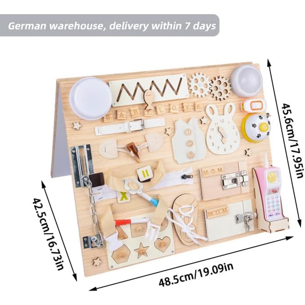 Dyzi Toddlers Blue Montessori Busy Board Sensory Toy Image 6