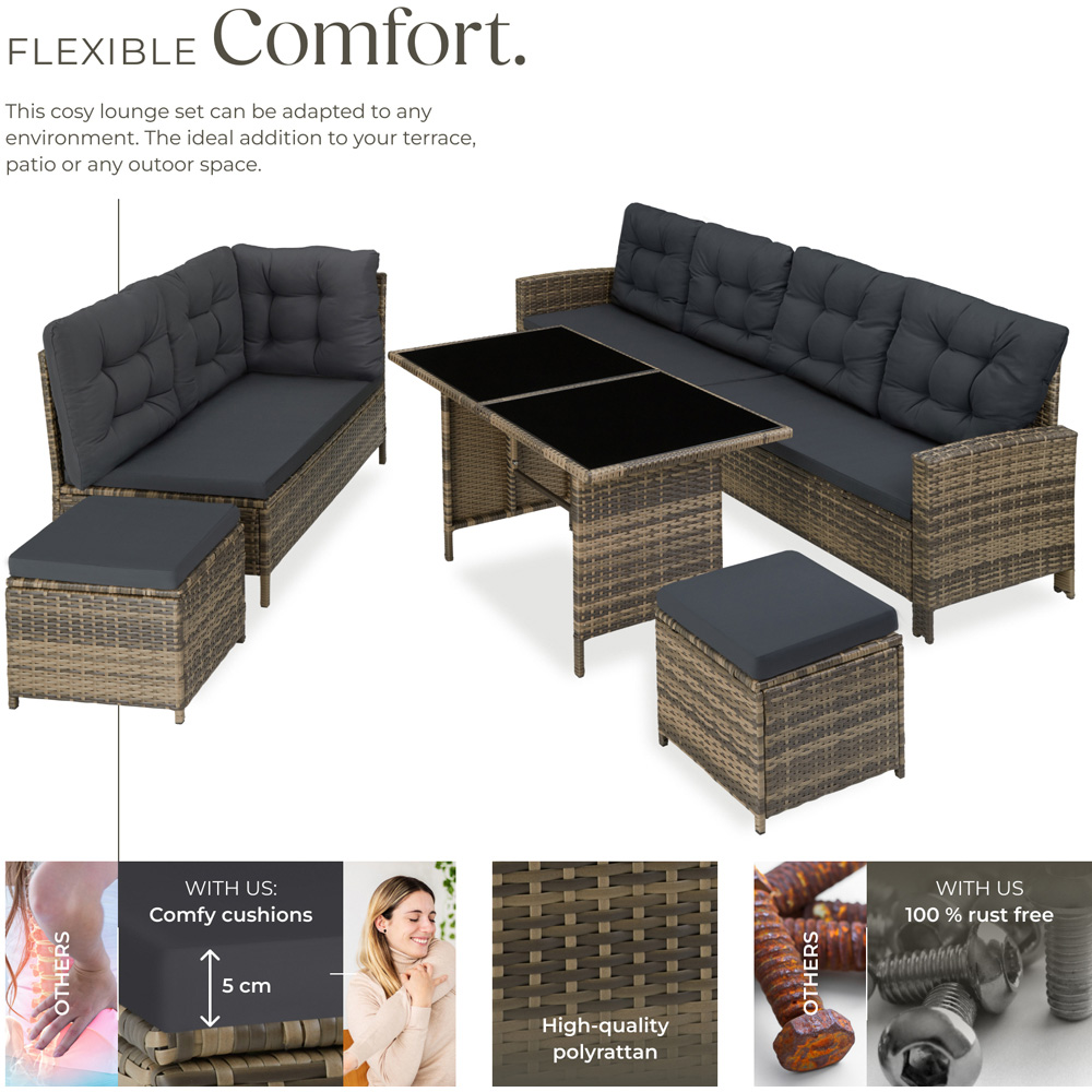 tectake Barletta 8 Seater Nature Rattan Garden Sofa Set Image 3