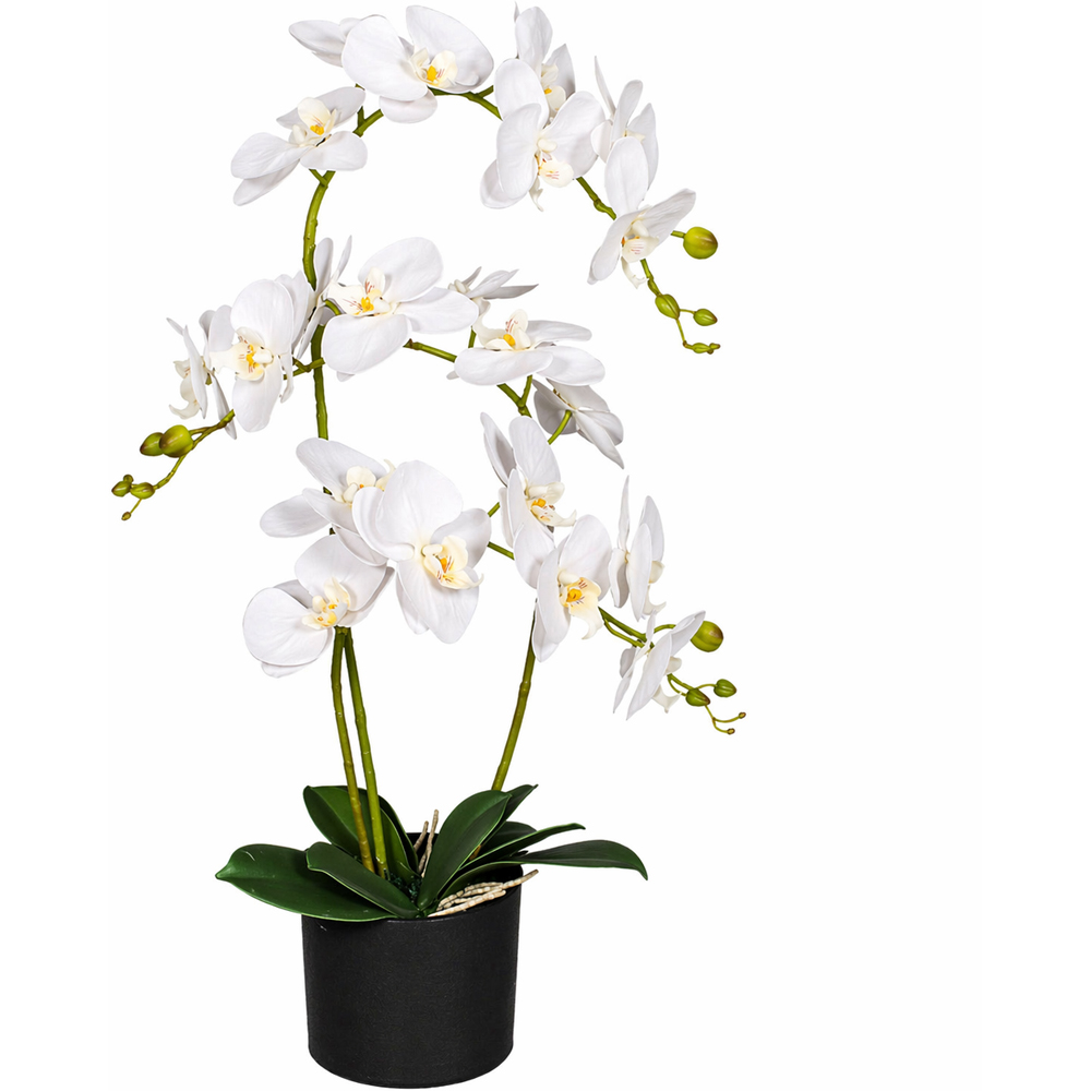 Leaf White Orchid Flower Artificial Plant in Pot 65cm Image
