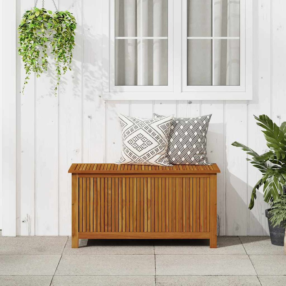 vidaXL 58 x 113 x 50cm Brown Acacia Wood Garden Storage Box Image 2