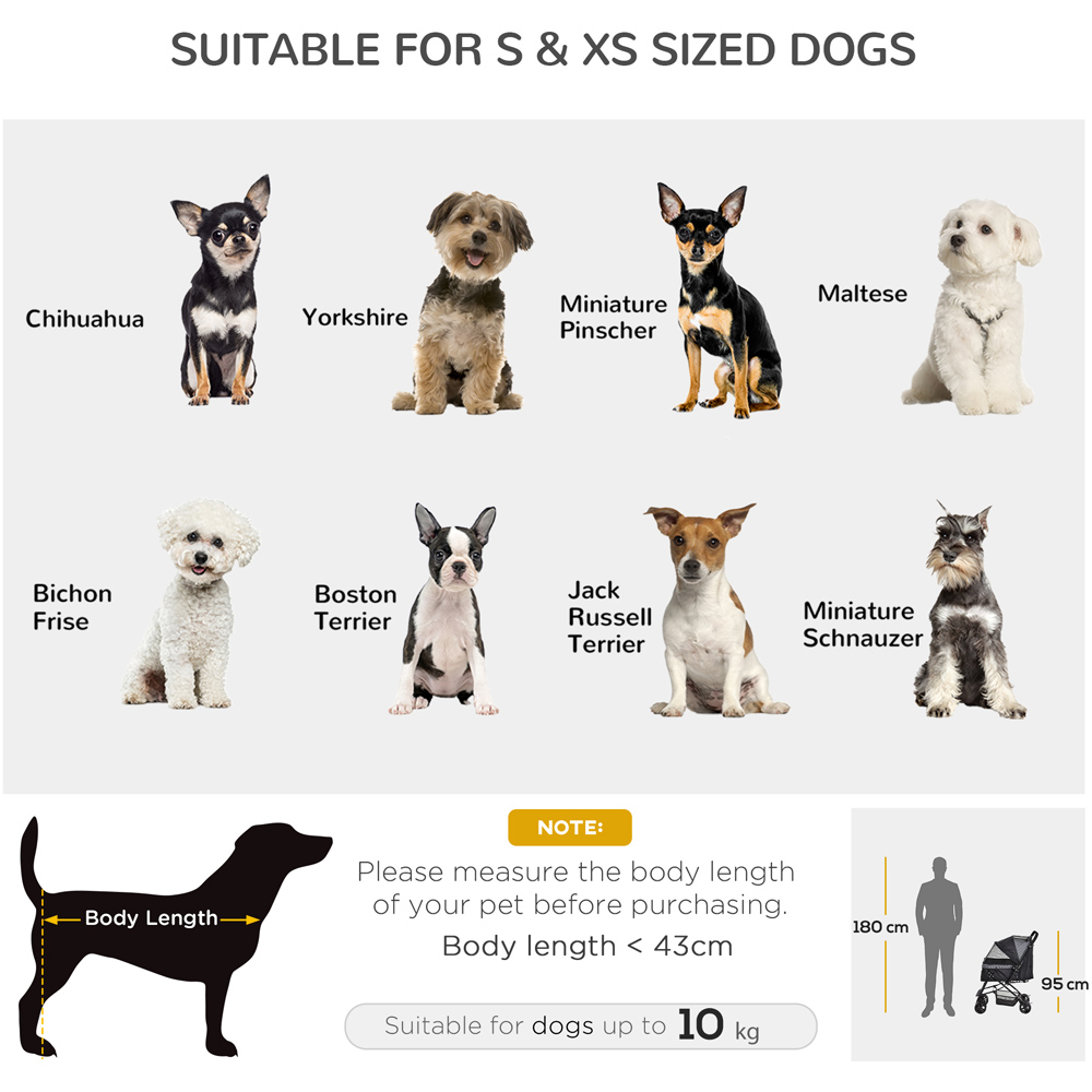 PawHut Black Foldable Pet Stroller with Reversible Handle Image 4