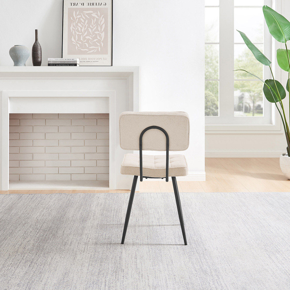 Furniturebox Boston Set of 2 Cream and Black Boucle Fabric Dining Chair Image 6