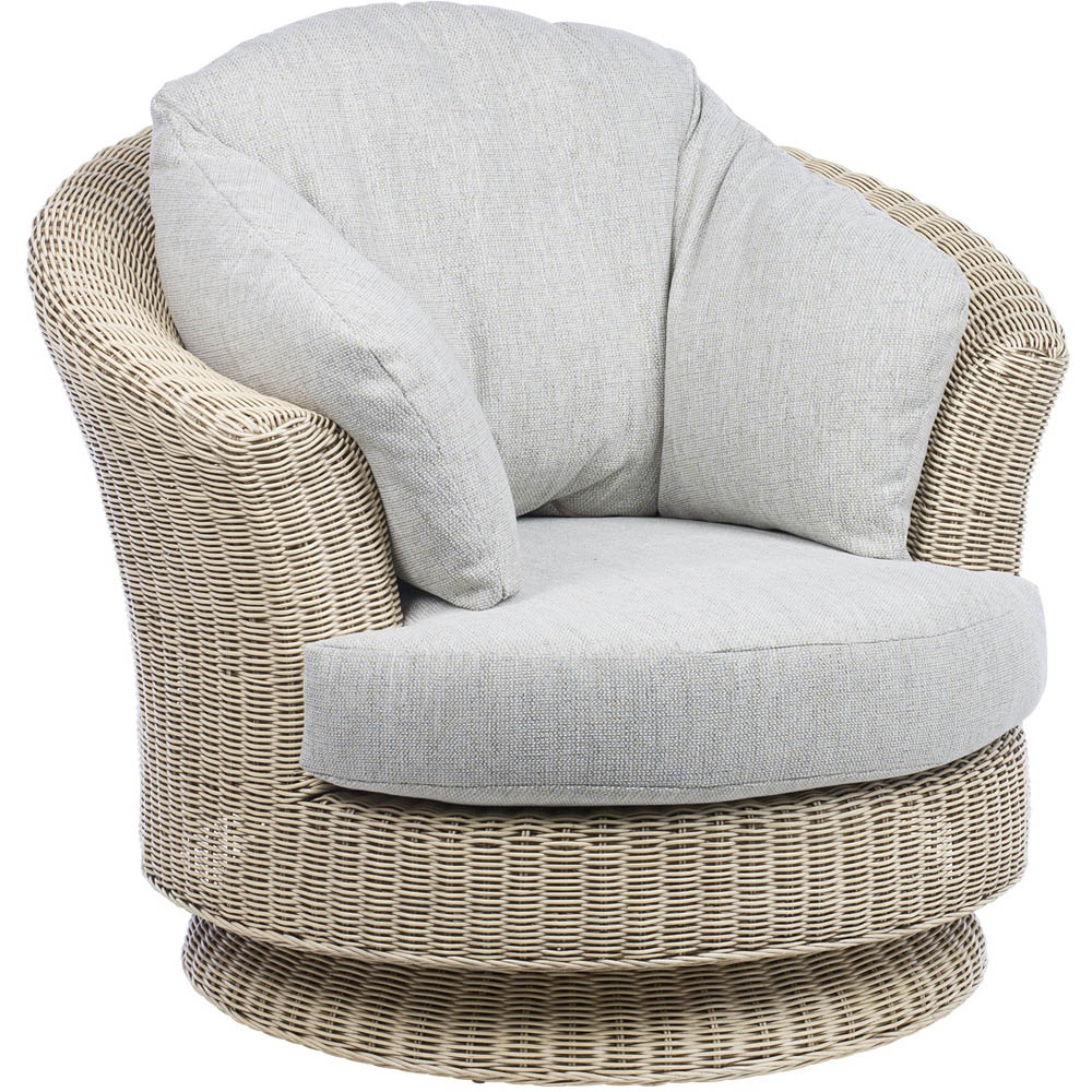 Desser Dijon Lyon Natural Rattan Pebble Fabric Swivel Chair Image 2