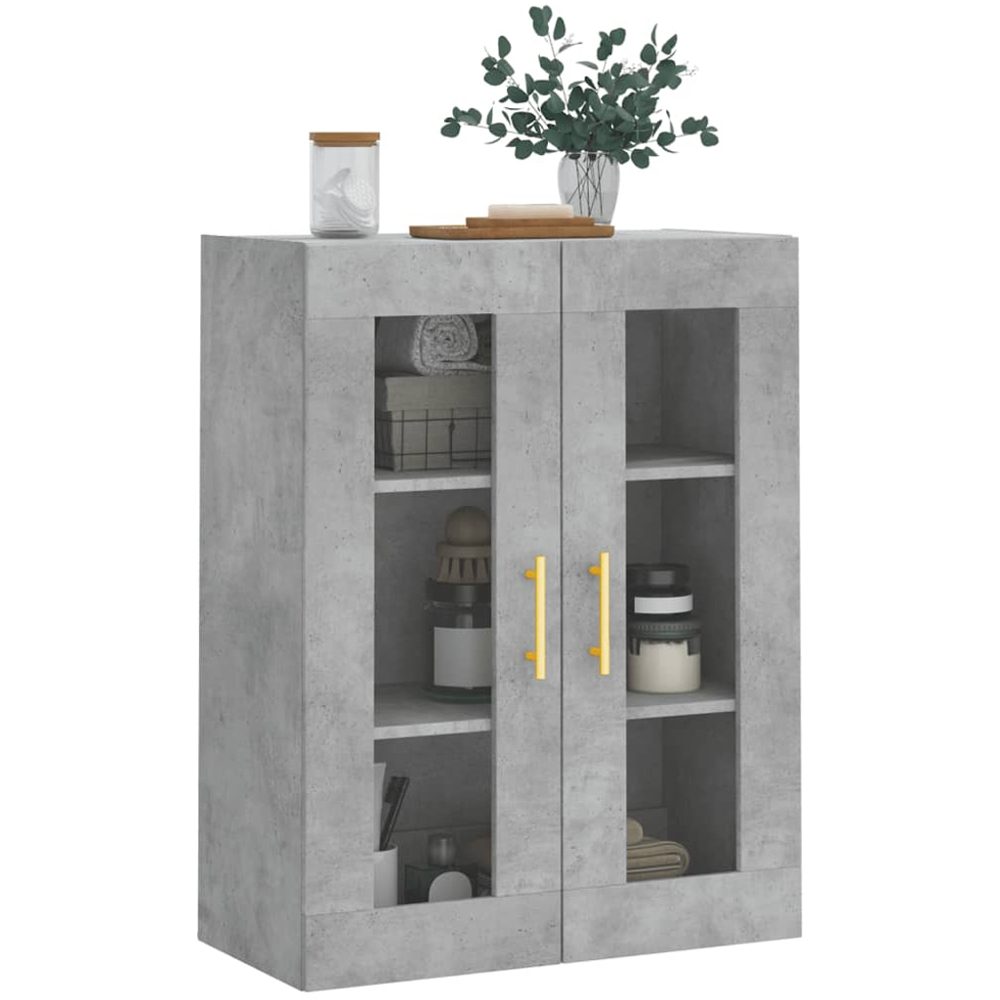 vidaXL 2 Glass Door Concrete Grey Wall Mounted Cabinet Image 4