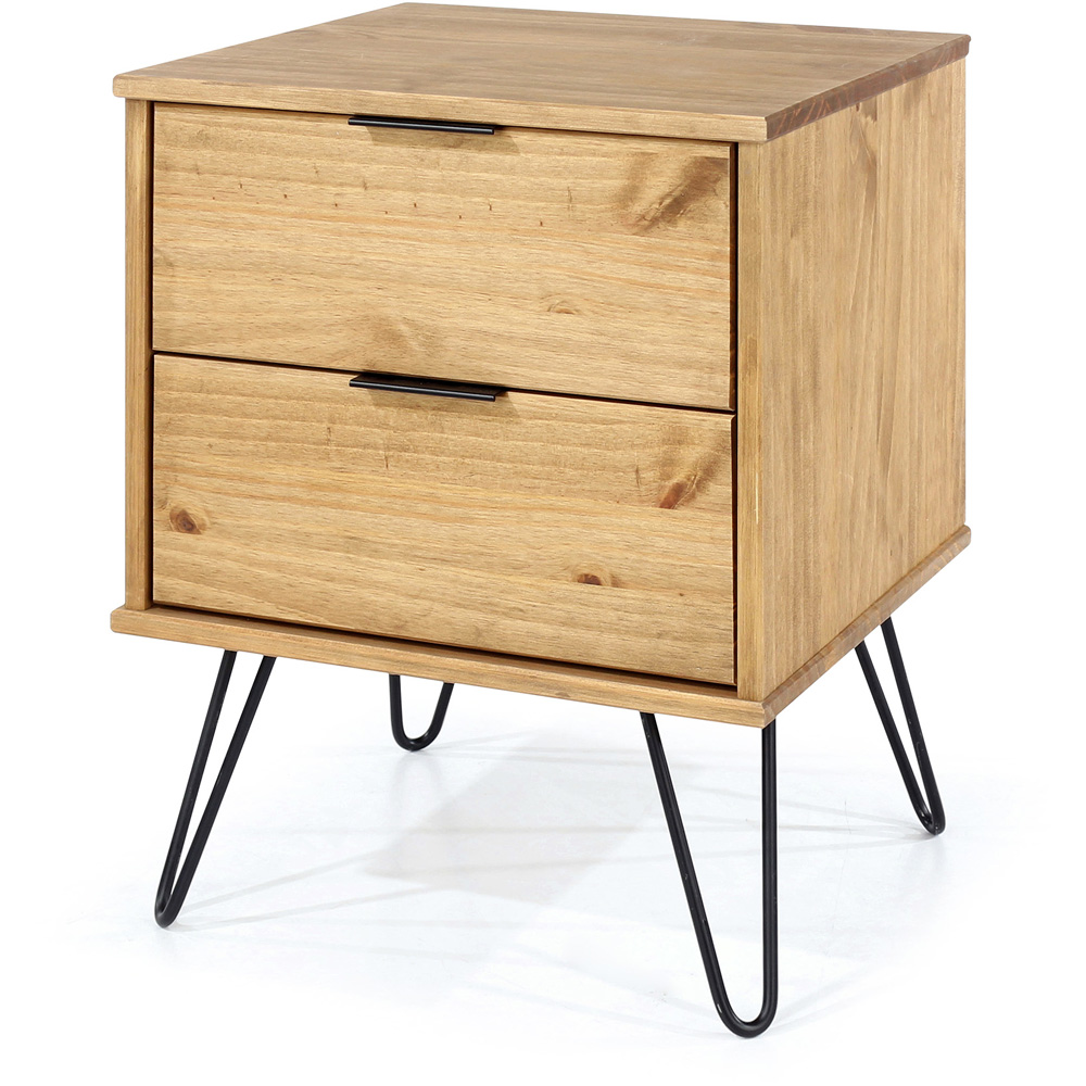 Augusta 2 Drawer Pine Bedside Table Image 2