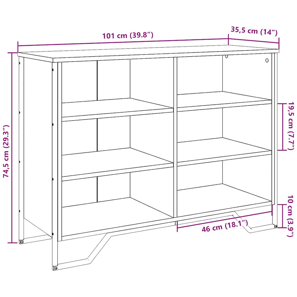 vidaXL 6 Shelf Black Wooden Sideboard Image 9