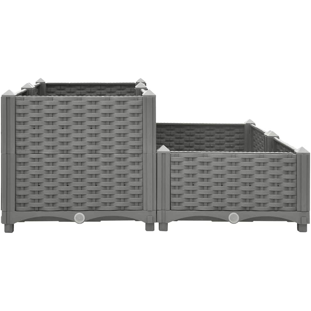 vidaXL 2-Tier Grey Plastic Garden Raised Bed 80 x 80 x 38cm Image 3