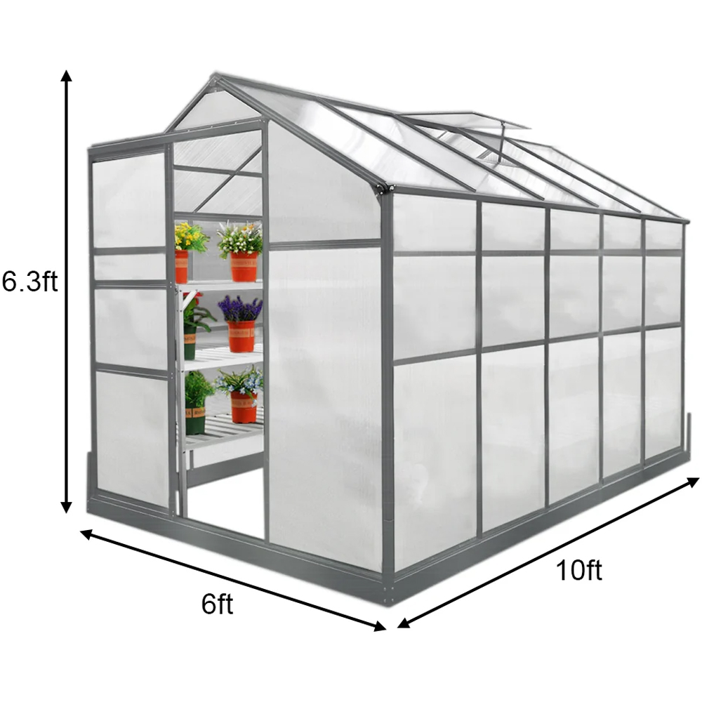 MonsterShop 6 x 10ft Greenhouse with Base Image 6