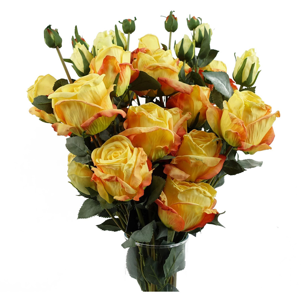 Leaf Yellow Rose Spray Single Stem Artificial Flower 2ft 6 Pack Image 4