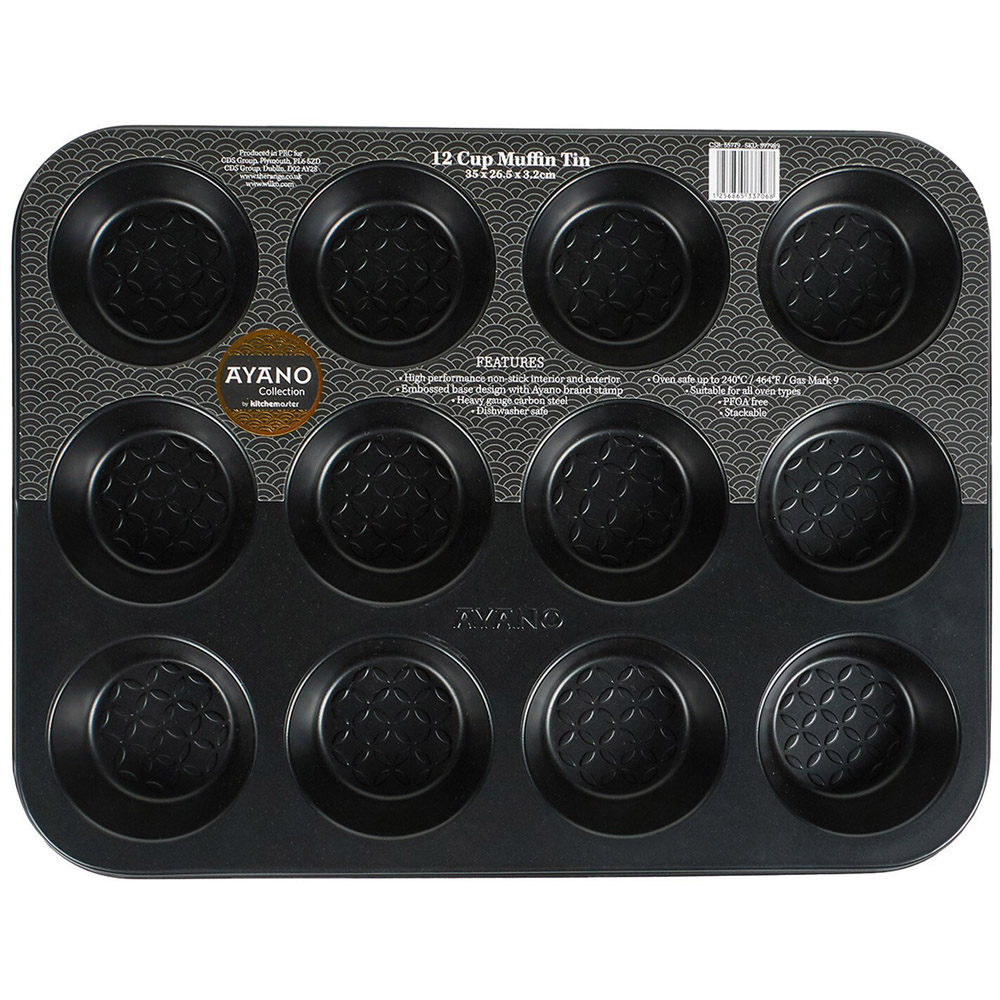 Ayano 12 Cup Deep Muffin Tin - Black Image 1