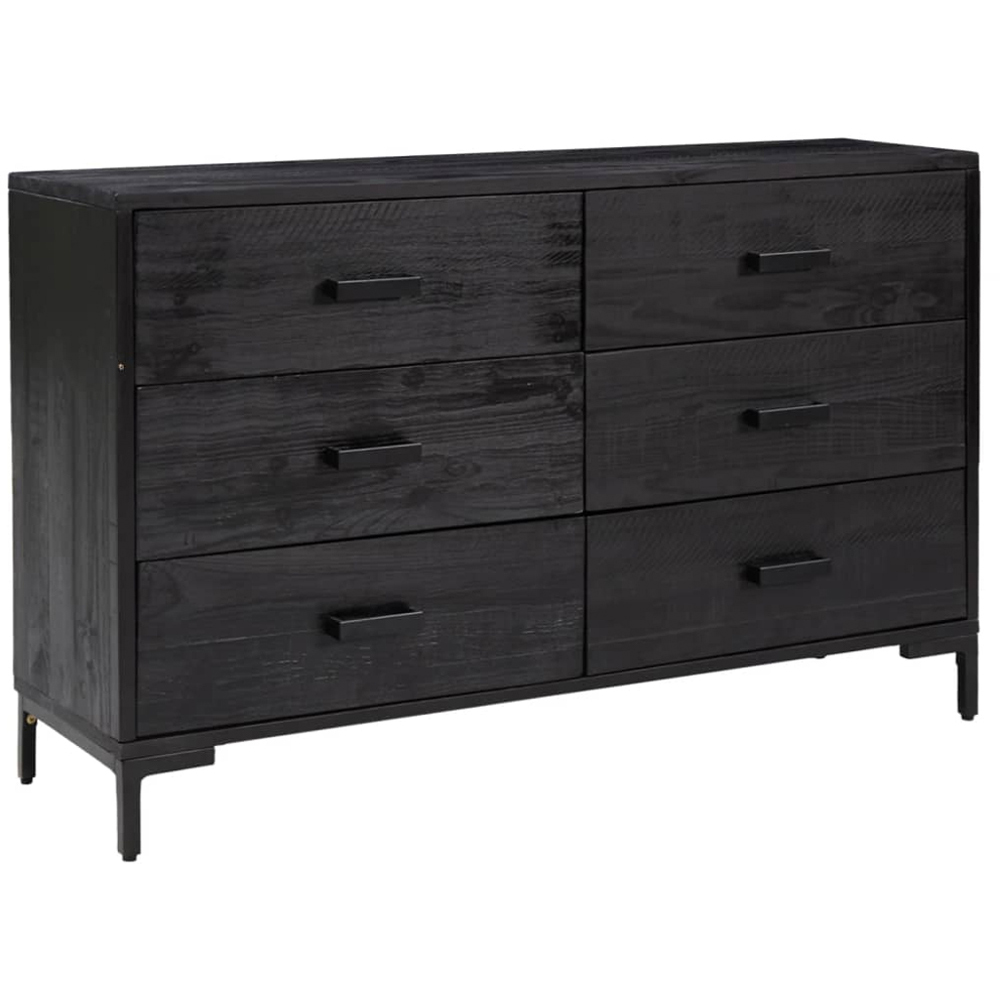 vidaXL 6 Drawer Black Wooden Sideboard Image 2