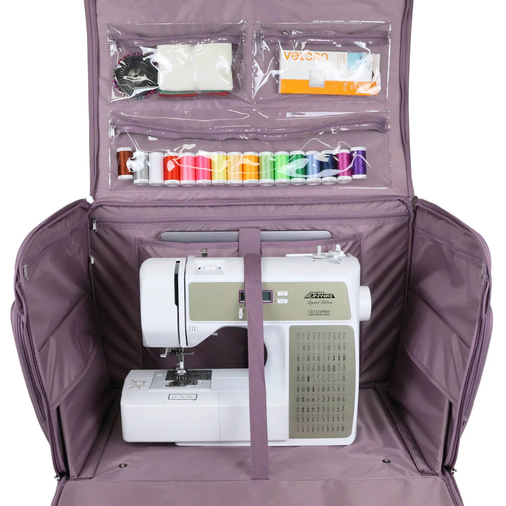 Everything Mary EVM14466-2 Quilted Purple Collapsing Rolling Sewing Machine Case 54 x 33 x 38cm Image 2