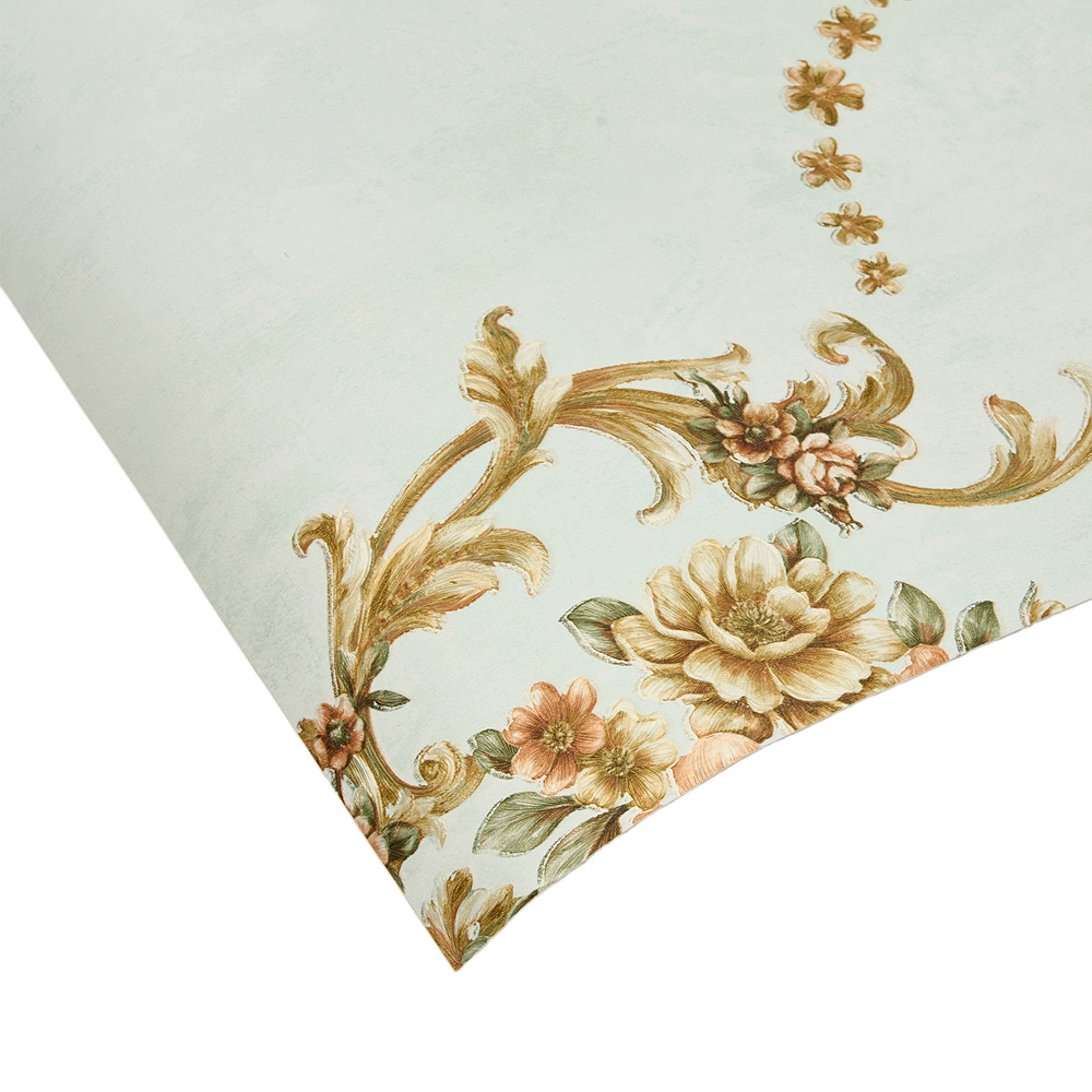Living and Home Floral Pattern 3D Embossed Light Green Non-Pasted Non-Woven Wallpaper Image 5