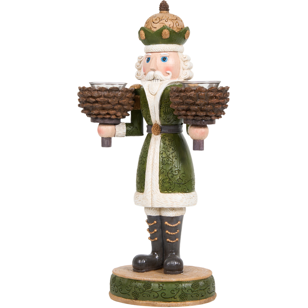 Wood Effect Nutcracker Candle HolderGreen Image 4