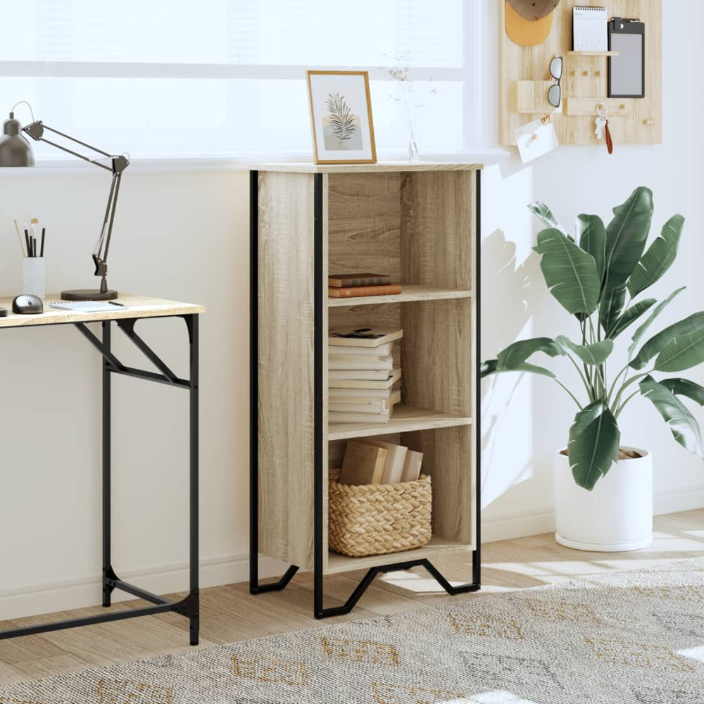 vidaXL 3 Shelf Sonoma Oak Bookcase Image 8
