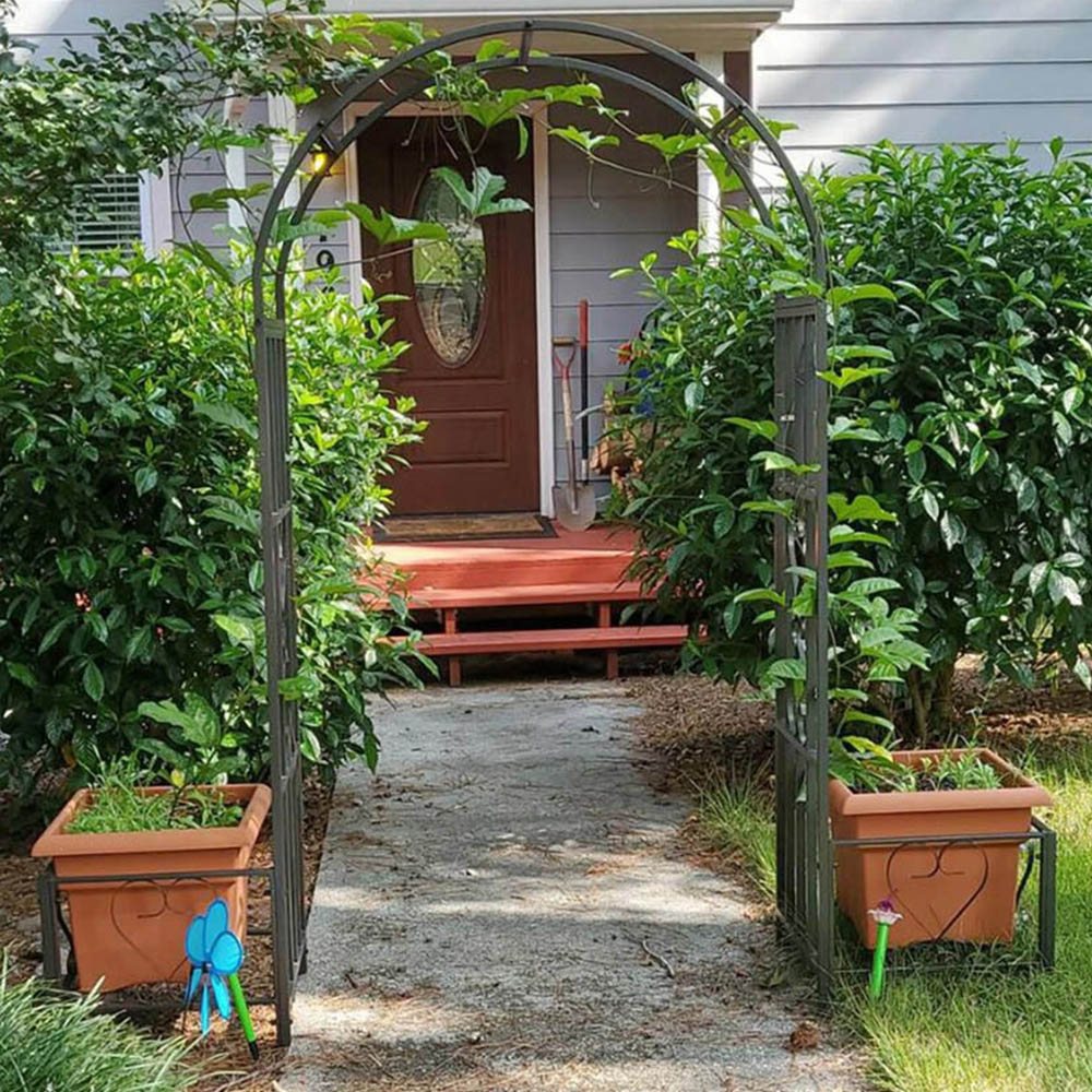 Eurotrade 7.1 x 7.1ft Metal Garden Arch with Planter Image 5