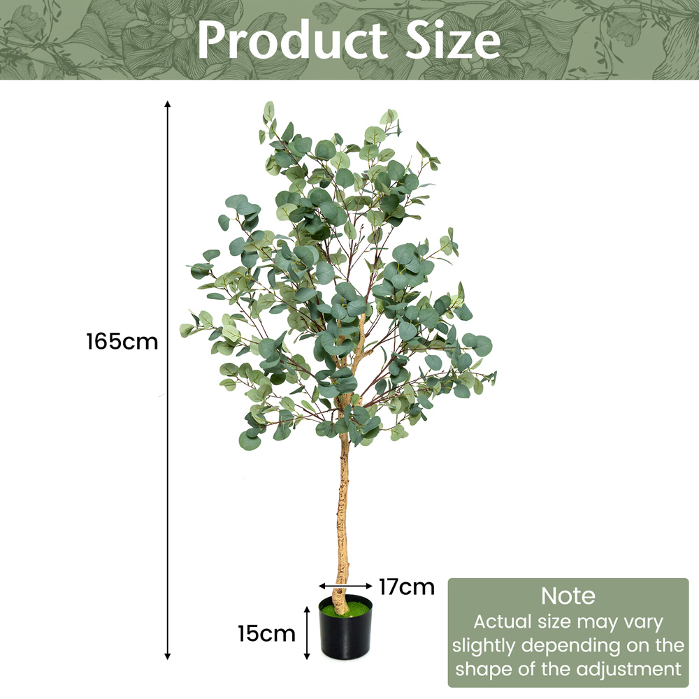 Costway Eucalyptus Artificial Tree In Pot 165cm Image 9