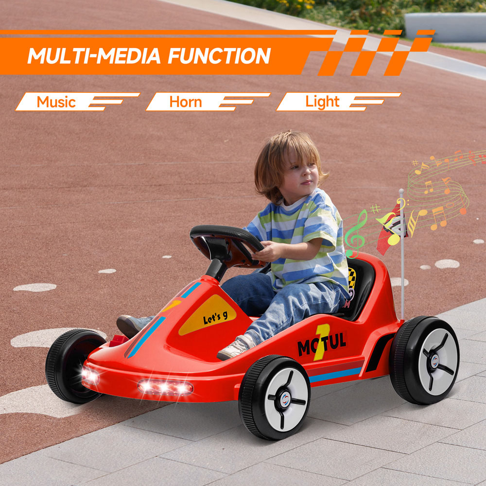 AIYAPLAY Red Kids Electric Go Kart with Music and Light Image 5
