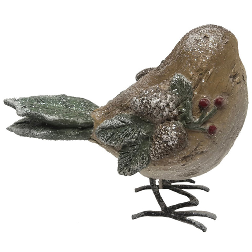 Rustic Robin Ornament Brown Image 3