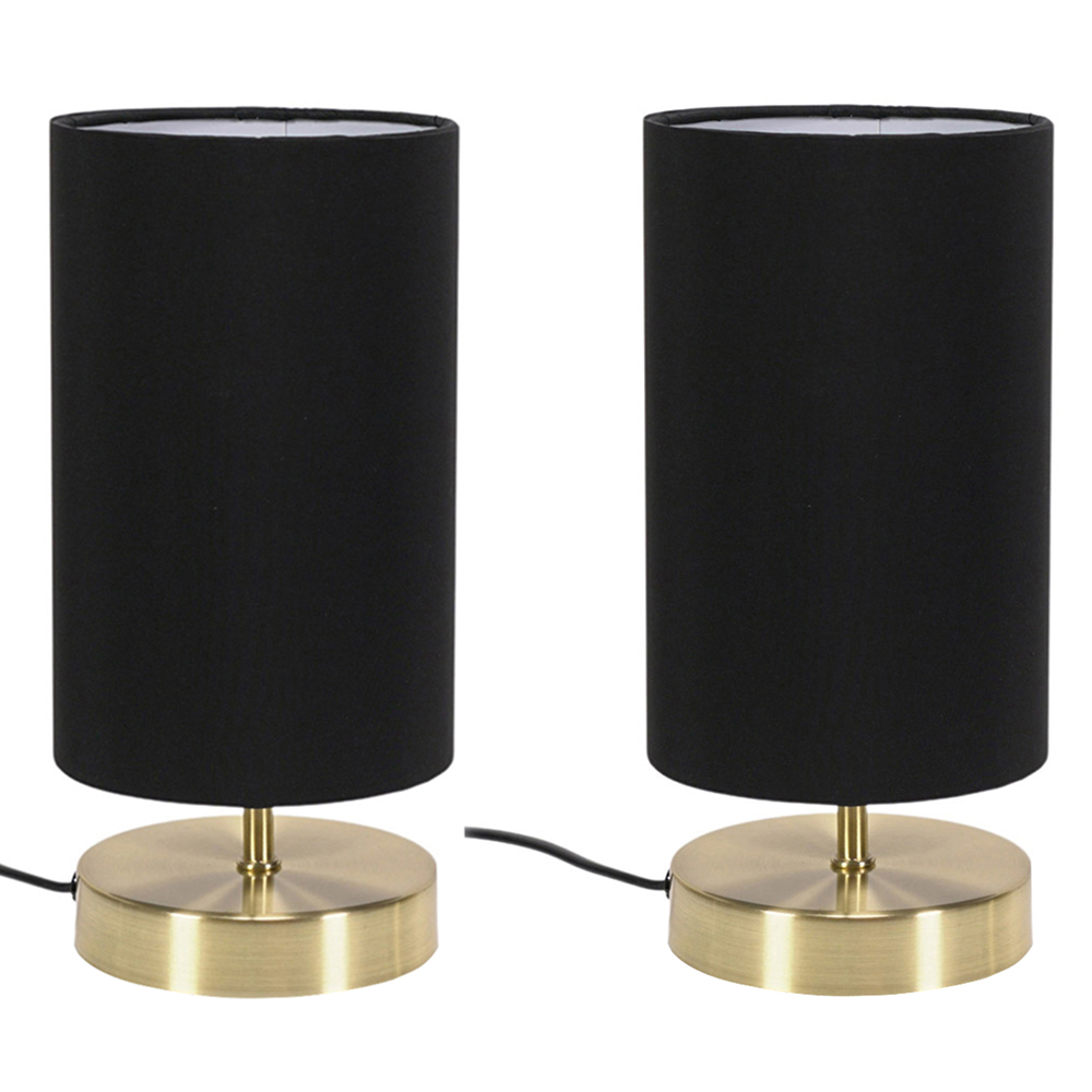 ValueLights Francis Black Shade Gold Touch Table Lamp and Bulb 2 Pack Image 1