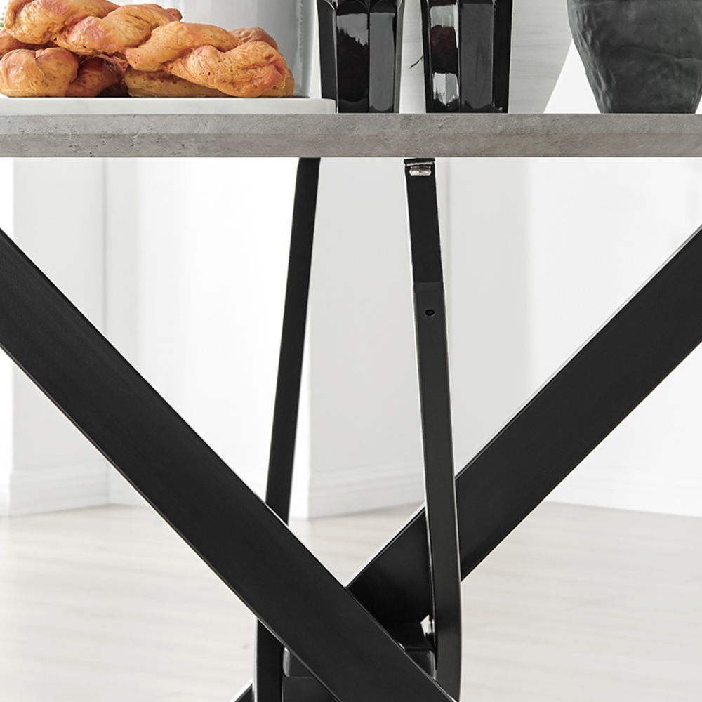 Furniturebox Arona 4 Seater Round Dining Table Concrete and Black Image 4