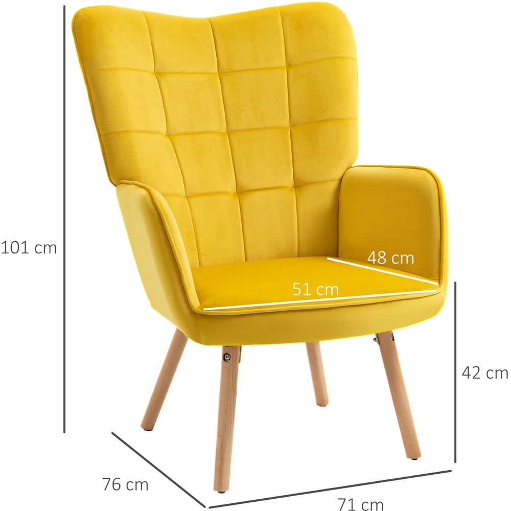 Portland Yellow Tufted Wingback Armchair Image 8
