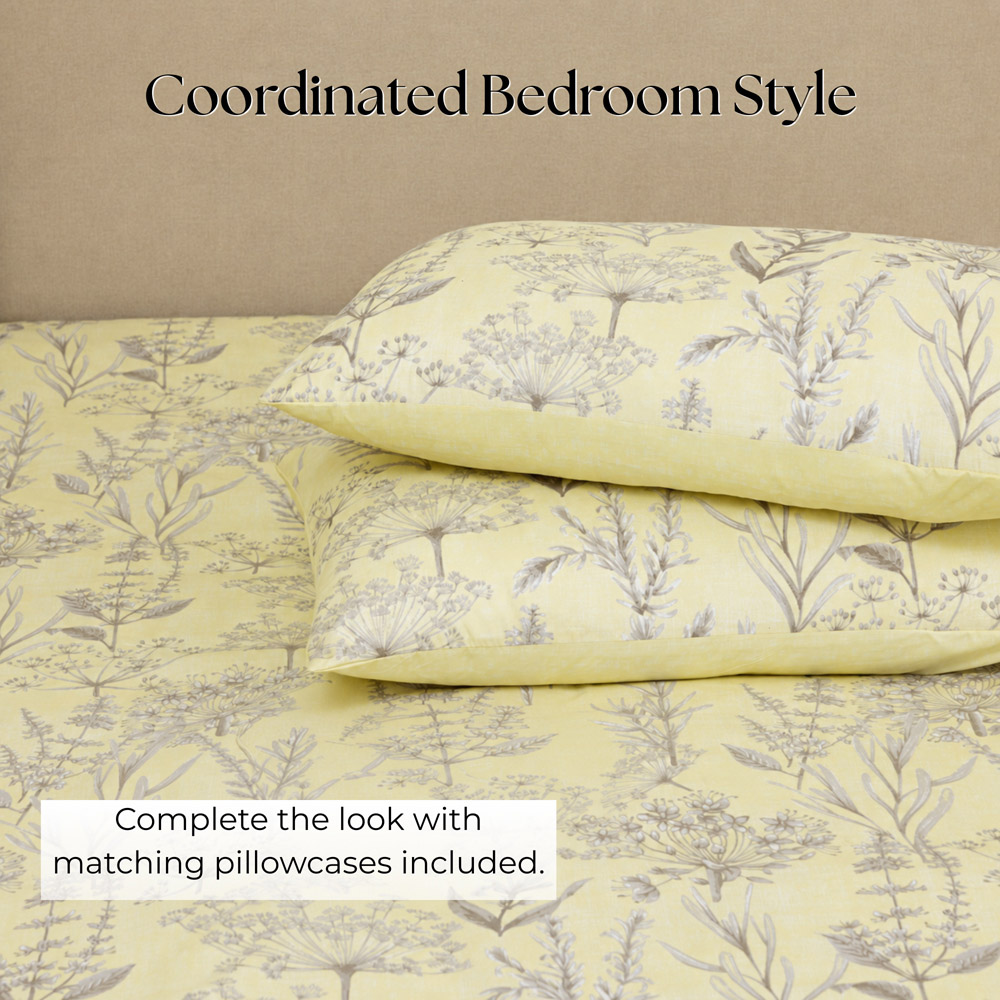 MHG Living Double Whispering Meadow Yellow Botanical Reversible Duvet Cover Set Image 4