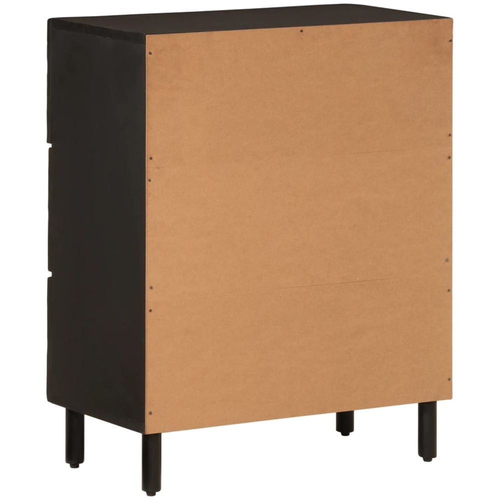 vidaXL 3 Drawer Black Solid Mango Wood Side Cabinet Image 6
