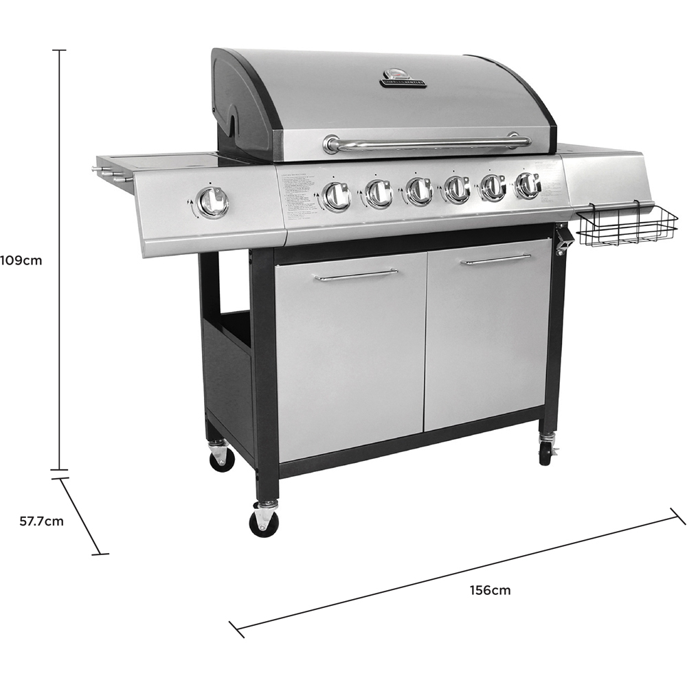 Charles Bentley Premium 6 + 1 Burner Gas BBQ Silver Image 9