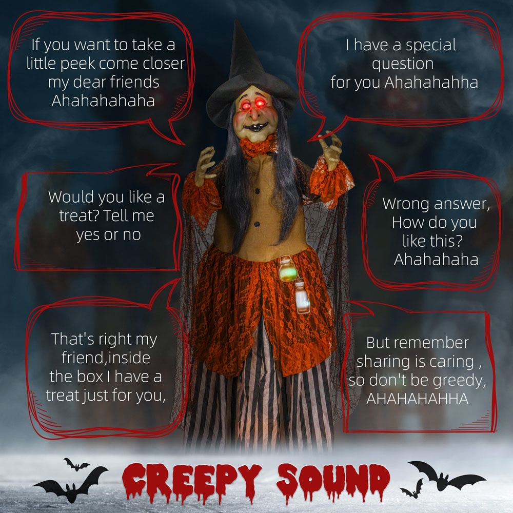 HOMCOM Animatronic with Sound Activated Light Up Eyes Outdoor Halloween Decoration Image 5