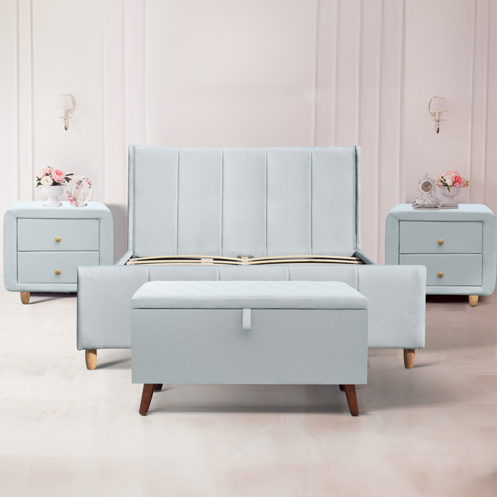 Brooklyn Blue Linen 4 Piece Bedroom Furniture Set Image 1