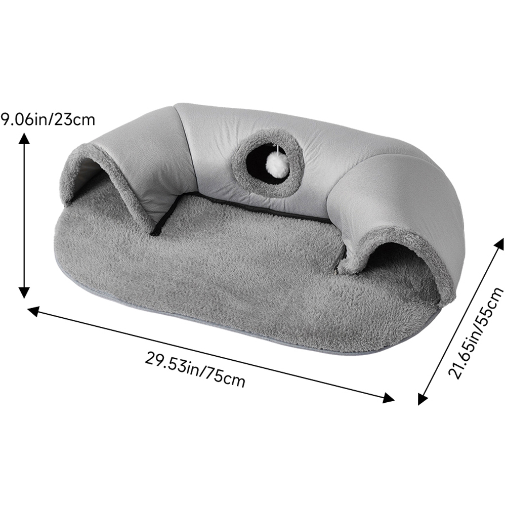 H&O Direct 2-in-1 Soft Flannel Cat Bed Play Tunnel Image 5