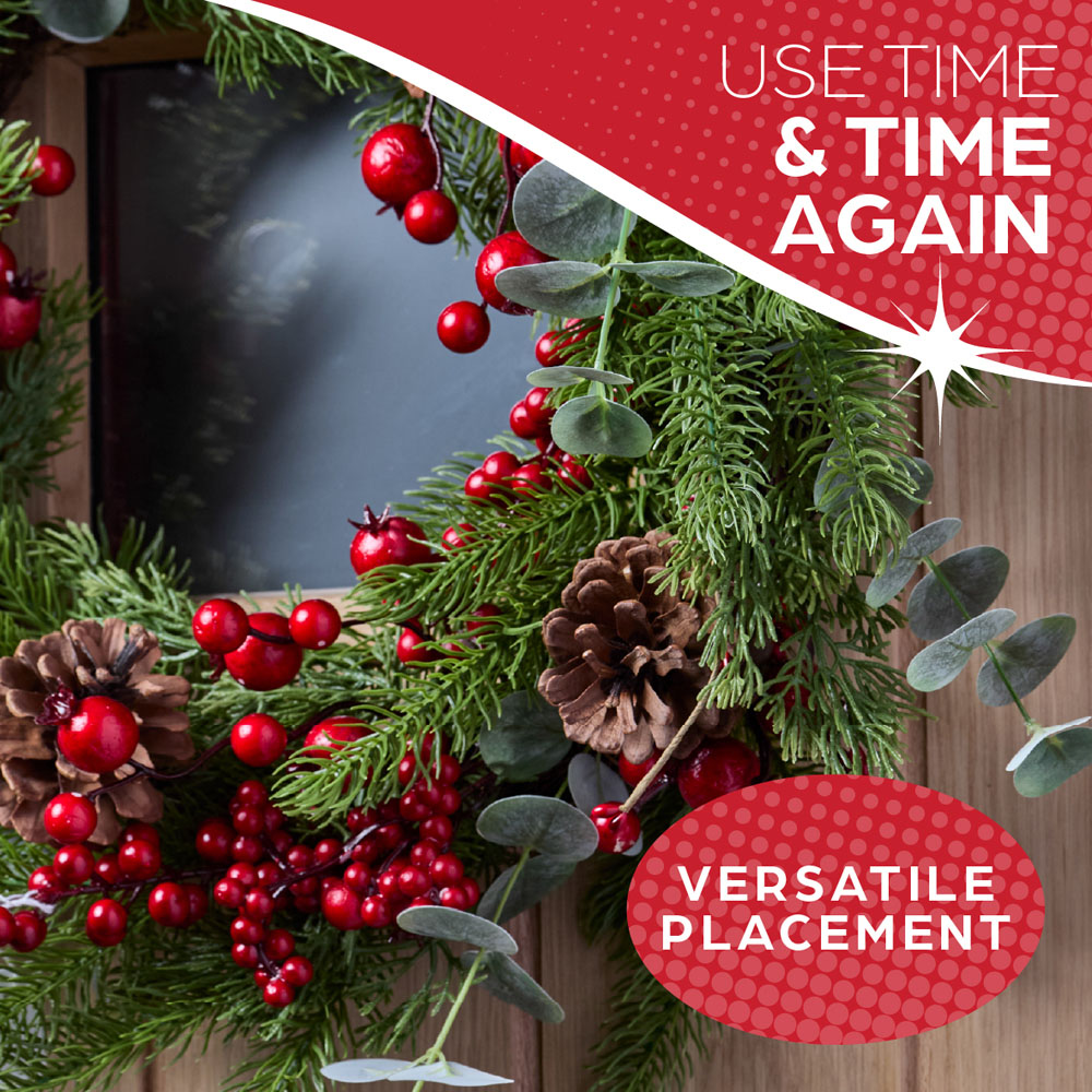 The Christmas Workshop Artificial Wreath with Pinecones Eucalyptus and Red Berries 45cm Image 6