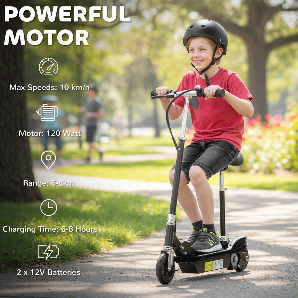Tommy Toys Black Foldable Powered Kick Scooter 120W Image 4