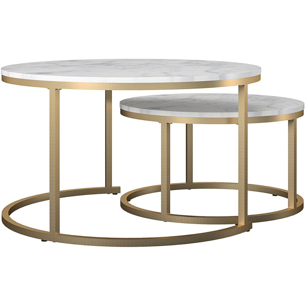 Dorel Home Amelia White Marble Nest of Coffee Tables Set of 2 Image 4