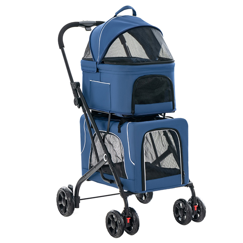 Costway Blue Foldable Double Pet Stroller Image 1