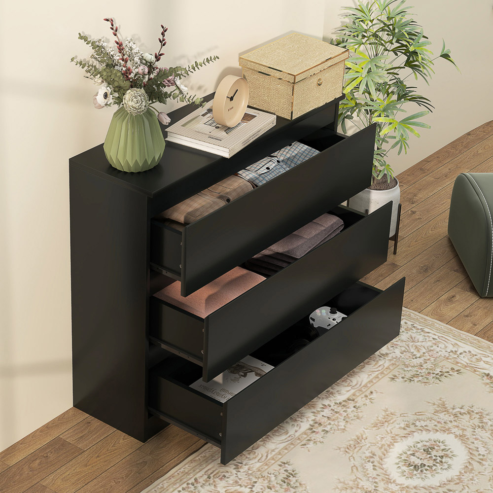 Portland 3 Drawer Black Chest of Drawers Image 5
