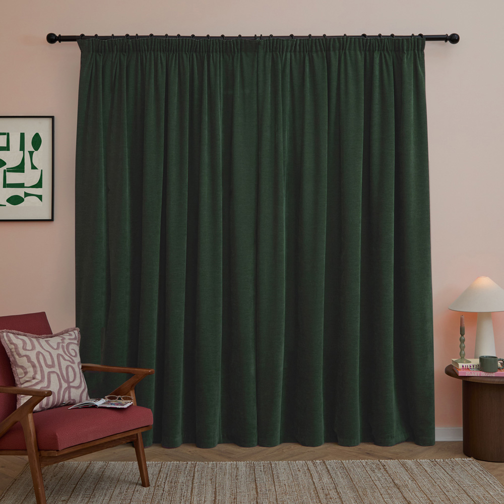 Furn Soft Chenille Bottle Blackout Pencil Pleat Curtains 168 x 137cm Image 5