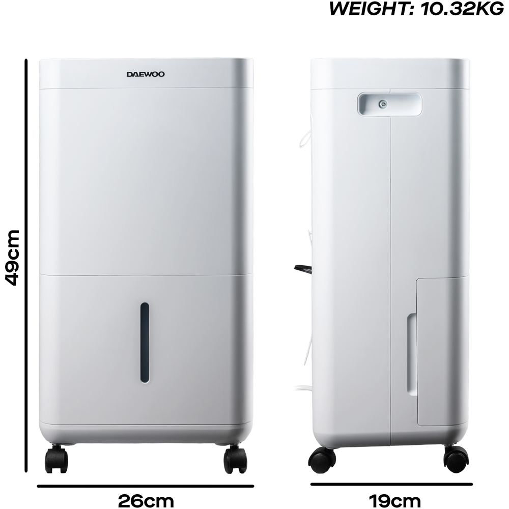 Daewoo White Dehumidifier with Air Purifier and HAF Filter 12L Image 9