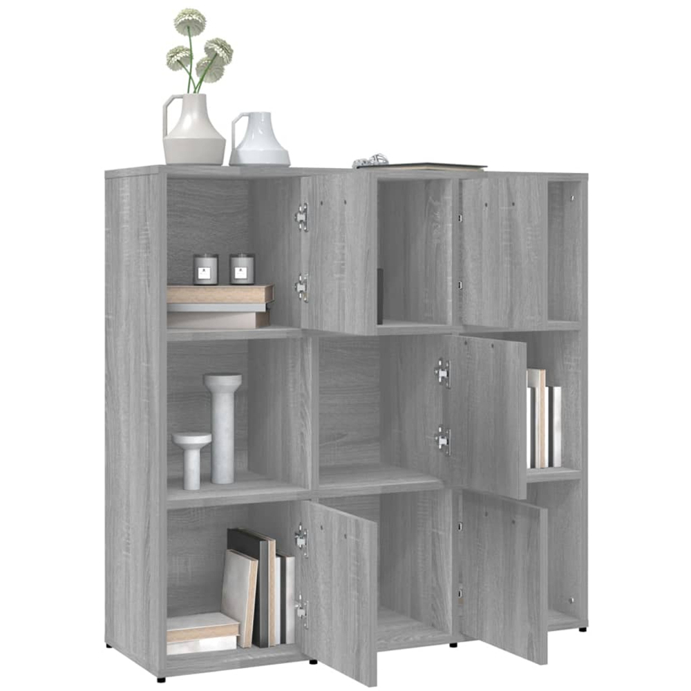 vidaXL 5 Door 4 Shelf Grey Sonoma Oak Bookcase Image 4