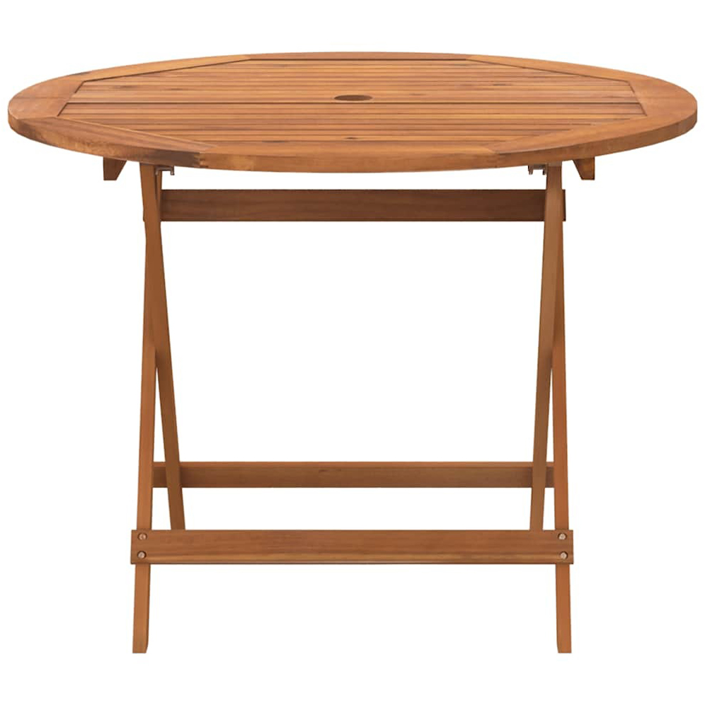 Walplus 2 Seater Foldable Solid Wood Acacia Garden Table with Parasol Hole Image 3