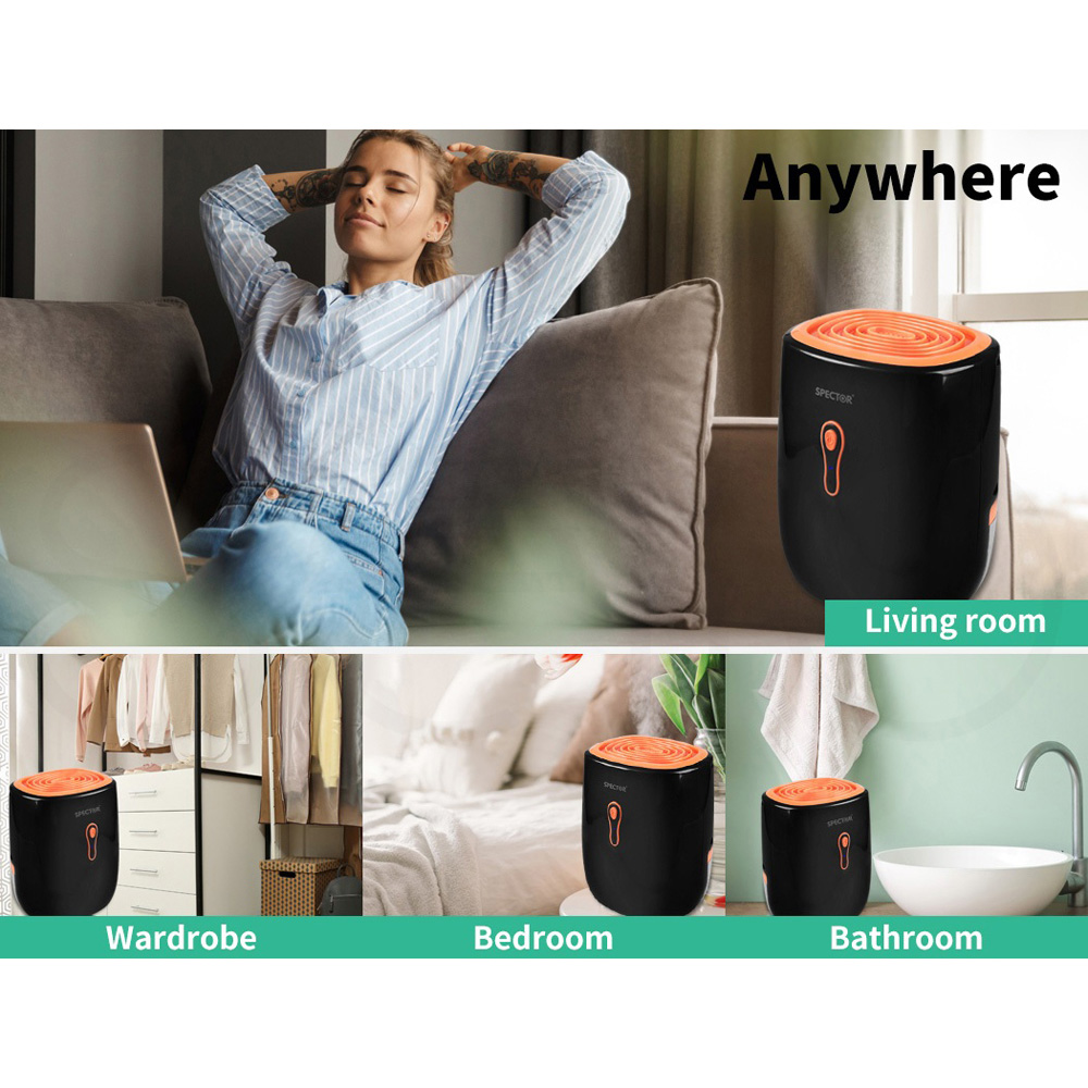 Spector Moisture Black and Orange Mini Dehumidifier 800ml Image 7